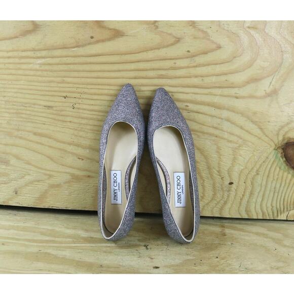 Jimmy Choo Romy Glitter Sliver Rainbow Pointed Flats Italy 36 NWOB - Picture 4 of 8